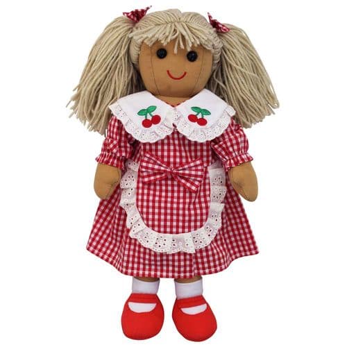 Rag Doll Cherry  Embroidered  Red Gingham Dress 40CM