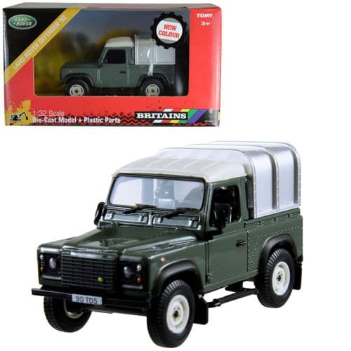 Tomy Britains Green Land Rover Defender 90 4 x 4 Toy Farm Vehicle With Canopy