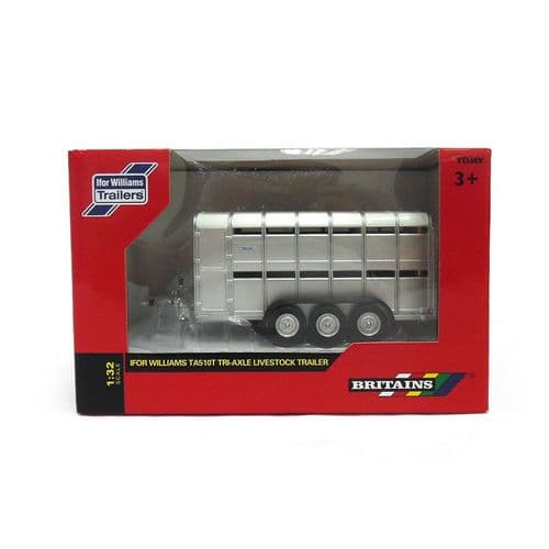 Tomy Britains Ifor Williams Tri-Axle Toy Livestock Trailer - 1:32 Scale