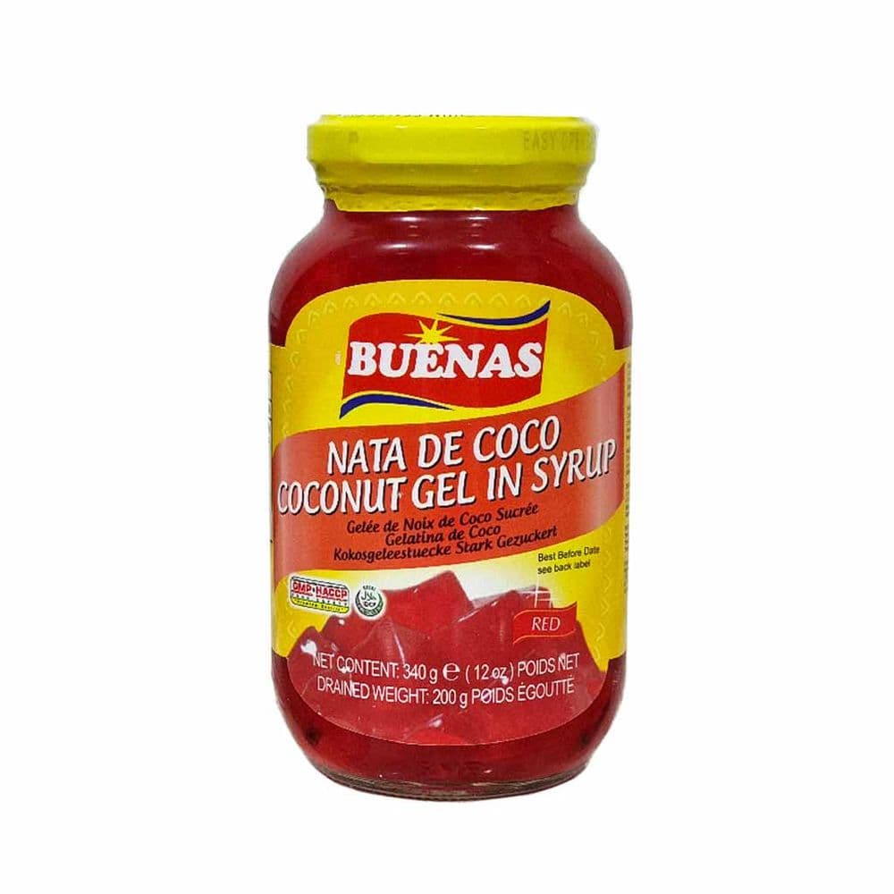 Buenas Nata De Coco Coconut Gel In Syrup (Red) 340g