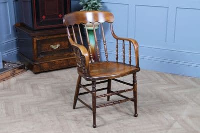 Antique 19th Century American Colonial Bentwood Elbow Chair Captains Armchair