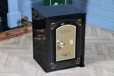 Antique Bramah & Co Black & Gilded Luxury Fireproof Safe Fully Restored  Vintage