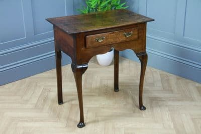 Antique Early Georgian George III Oak Lowboy Side Hall Lamp Table Queen Anne