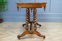 Antique Early Victorian Burr Walnut Barley Twist Occasional Hall Sofa Lamp Table