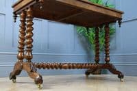 Antique Early Victorian Burr Walnut Barley Twist Occasional Hall Sofa Lamp Table