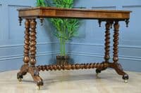 Antique Early Victorian Burr Walnut Barley Twist Occasional Hall Sofa Lamp Table
