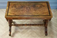 Antique Early Victorian Burr Walnut Barley Twist Occasional Hall Sofa Lamp Table
