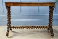 Antique Early Victorian Burr Walnut Barley Twist Occasional Hall Sofa Lamp Table