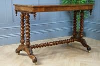 Antique Early Victorian Burr Walnut Barley Twist Occasional Hall Sofa Lamp Table