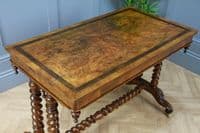 Antique Early Victorian Burr Walnut Barley Twist Occasional Hall Sofa Lamp Table