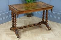 Antique Early Victorian Burr Walnut Barley Twist Occasional Hall Sofa Lamp Table