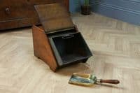 Antique Edwardian Art Nouveau Fireside Coal Purdonium Scuttle Box W/Liner Shovel