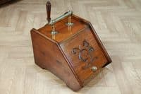 Antique Edwardian Art Nouveau Fireside Coal Purdonium Scuttle Box W/Liner Shovel