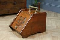 Antique Edwardian Art Nouveau Fireside Coal Purdonium Scuttle Box W/Liner Shovel