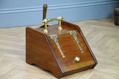 Antique Edwardian Art Nouveau Fireside Coal Purdonium Scuttle Box W/Liner Shovel - 165056411729