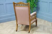 Antique Edwardian Carved Button Back Walnut Armchair Fireside Gents Chair C1900
