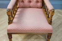 Antique Edwardian Carved Button Back Walnut Armchair Fireside Gents Chair C1900