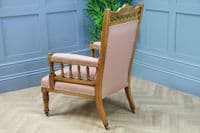 Antique Edwardian Carved Button Back Walnut Armchair Fireside Gents Chair C1900