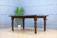 Antique Edwardian Carved Solid Oak 1 Leaf Wind Out Dining Table Restored C1880