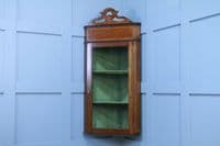 Antique Edwardian Mahogany Inlaid Corner Wall Hanging Cabinet Drinks C1890