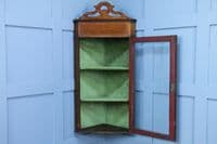 Antique Edwardian Mahogany Inlaid Corner Wall Hanging Cabinet Drinks C1890