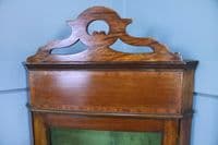 Antique Edwardian Mahogany Inlaid Corner Wall Hanging Cabinet Drinks C1890