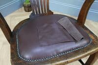 Antique Edwardian Medium Oak Office Carver Desk Chair Smokers Bow Leather 1920's