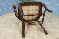 Antique Edwardian Medium Oak Office Carver Desk Chair Smokers Bow Leather 1920's