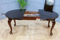 Antique Edwardian Queen Anne Solid Mahogany 1 Leaf Wind Out Oval Dining Table