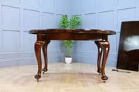 Antique Edwardian Queen Anne Solid Mahogany 1 Leaf Wind Out Oval Dining Table