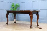 Antique Edwardian Queen Anne Solid Mahogany 1 Leaf Wind Out Oval Dining Table