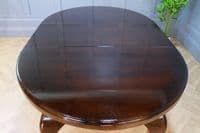 Antique Edwardian Queen Anne Solid Mahogany 1 Leaf Wind Out Oval Dining Table