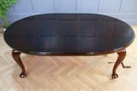 Antique Edwardian Queen Anne Solid Mahogany 1 Leaf Wind Out Oval Dining Table
