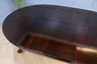 Antique Edwardian Queen Anne Solid Mahogany 1 Leaf Wind Out Oval Dining Table