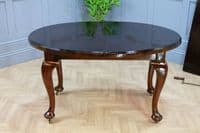 Antique Edwardian Queen Anne Solid Mahogany 1 Leaf Wind Out Oval Dining Table