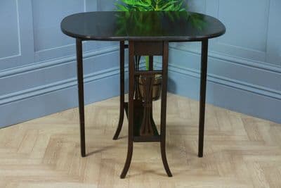 Antique Edwardian Solid Mahogany Small Drop Leaf Sutherland Occasional Table