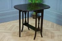 Antique Edwardian Solid Mahogany Small Drop Leaf Sutherland Occasional Table