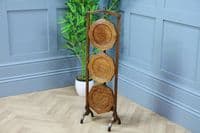 Antique Edwardian Solid Oak 3 Tier Folding Cake Stand Stand Vintage 1920's