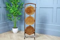 Antique Edwardian Solid Oak 3 Tier Folding Cake Stand Stand Vintage 1920's