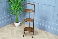 Antique Edwardian Solid Oak 3 Tier Folding Cake Stand Stand Vintage 1920's