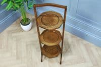 Antique Edwardian Solid Oak 3 Tier Folding Cake Stand Stand Vintage 1920's