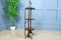 Antique Edwardian Solid Oak 3 Tier Folding Cake Stand Stand Vintage 1920's