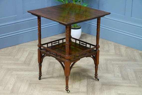 Antique Edwardian Solid Rosewood Gallery Base Hall Side Lamp Plant Table C1890