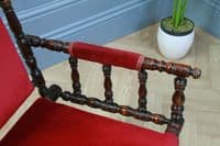 Antique Edwardian Upholstered American Turned Rocking Chair 1900 Vintage
