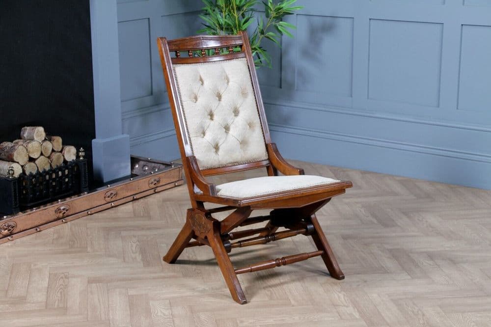 Antique Edwardian Walnut Button Back Upholstered Low Rocking Chair ...
