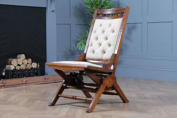 Antique Edwardian Walnut Button Back Upholstered Low Rocking Chair ...