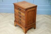 Antique Edwardian Walnut Small Music Sheet Cabinet Chest of 5 Drop Front Drawers