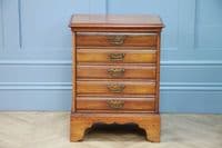 Antique Edwardian Walnut Small Music Sheet Cabinet Chest of 5 Drop Front Drawers