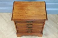 Antique Edwardian Walnut Small Music Sheet Cabinet Chest of 5 Drop Front Drawers