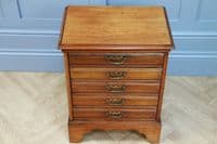 Antique Edwardian Walnut Small Music Sheet Cabinet Chest of 5 Drop Front Drawers